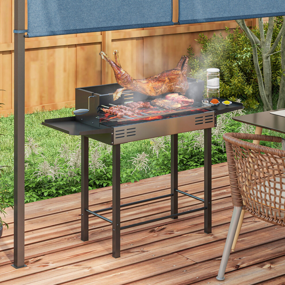 Outsunny Charcoal Spit Roasting Machine W/ 3-Tier Grill Grate