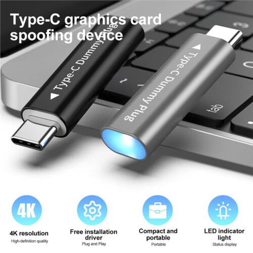 Edid Emulator 4K 60Hz Type C Dummy Plug for Enhanceds with Virtual Machines and Headlessly No Driver Display Emulators A 2