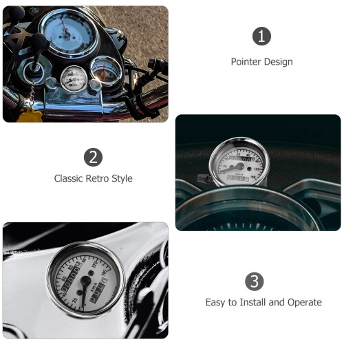 WHAMVOX Motorcycle Speedometer Aluminum Silver Universal 2