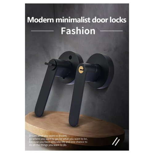 Silent Room Door Lock with Key, Round Interior Handle, Aluminium Alloy, Copper Core 1