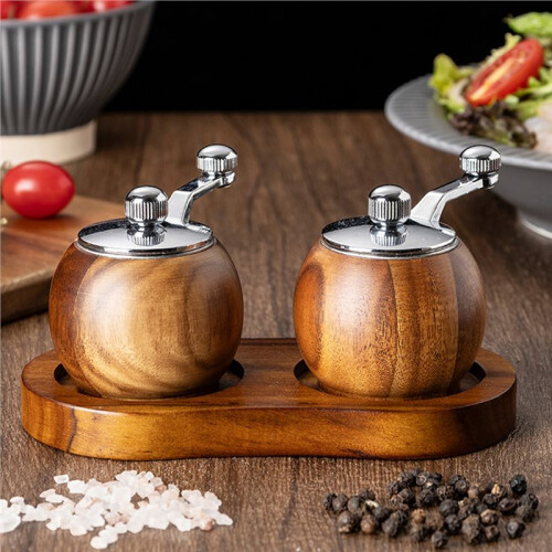 2PC Spherical Pepper Grinder,Hand Cranked Ceramic Core Grinder,Pepper Powder Salt Multi-Purpose Grinder,Kitchen Tool 1