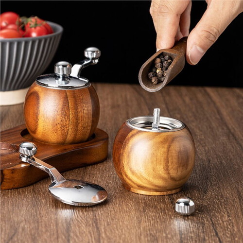 2PC Spherical Pepper Grinder,Hand Cranked Ceramic Core Grinder,Pepper Powder Salt Multi-Purpose Grinder,Kitchen Tool 2