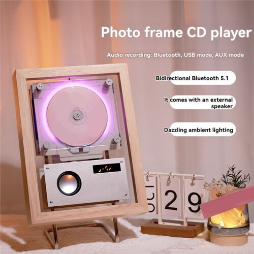 Music Frame CD Player - Wall-Mounted  Speaker with LED Ambient Light and Built-in Speaker Dynamic Art Frame 2