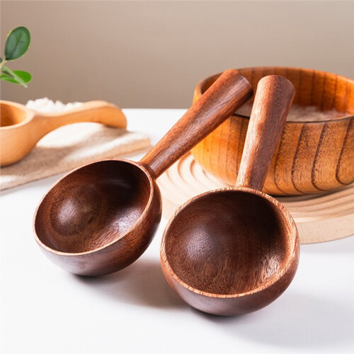 1pcs Boki-Style Long-Handle Wooden Spoon - Eco-Friendly, Heat-Resistant Kitchen Essential 1