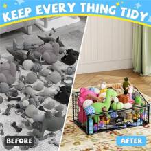 Indestructible Dog Toy Basket, Medium Toy Box for Dogs,Pet Toy Bin Dog Metal Basket for Toys, Toy Storage Organizer