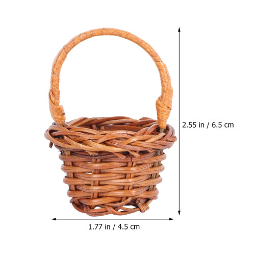 6 Pcs Small Wicker Storage Basket Mini Shopping Sturdy Handle Design 1