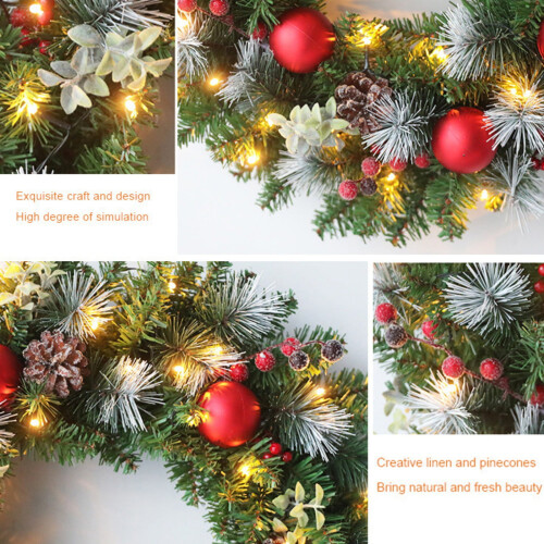 Pre-Lit 50cm Artificial Christmas Wreath with 40 LEDs 1