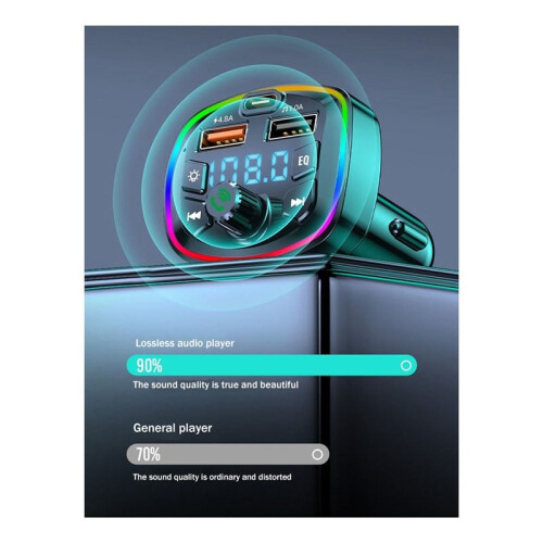 Auto--FM-Transmitter Auto--MP3-Player Dual-USB-AutoladegeräT mit EQ-AtmosphäRenlicht 2