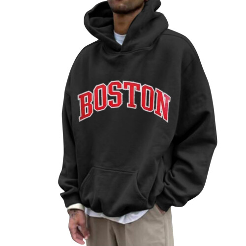 Ανδρικά Φούτερ Boston με Μακρυμάνικα, Oversized, Ελαφρύ Πουλόβερ, Casual, Πουλόβερ με 1