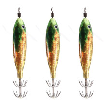 3PCS Horizontal Wooden Fish 5.5g Fluorescence Floating Egi Lure Squid Jigging Shrimp Hook Octopus Fishing Baits