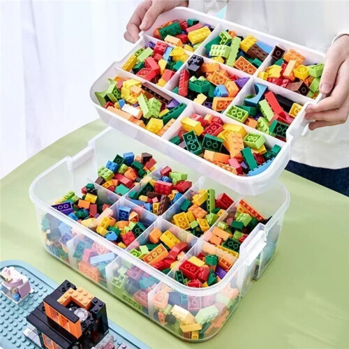 Building Block Storage Box Adjustable Small Particle Jigsaw Puzzle Transparent Storage Container Toy Organizer Box A 2
