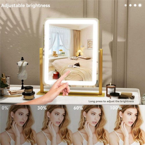 Makeup Vanity Mirror with Lights Large LED Lighted Mirror, MakeUp Mirror with Lighting for Bedroom Tabletop,  Touch 2