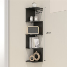 5-Tier Corner Shelf, Wall-Mounted, Set of 1, Floating Corner Bookshelf for Living Room, Bedroom, Bathroom, Home Office