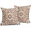 Καφέ μαξιλαροθήκες Boho 20x20", Vintage εκτύπωση λουλουδιών, λινά τετράγωνα μαξιλάρια, 2