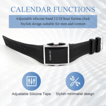 Luxury Digital Mens Red LED Light Sport Wrist Watch Gift Style - Black