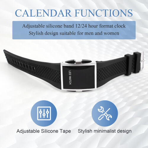Montre a quartz Noir d'Affichage en LED rouge