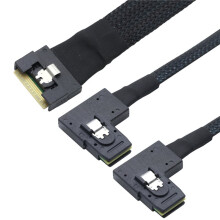PCI-E GEN 4 Slim SAS 8654 8i to 2 XSAS SFF-8087 Left Bend Server Internal Cable Length 0.5m