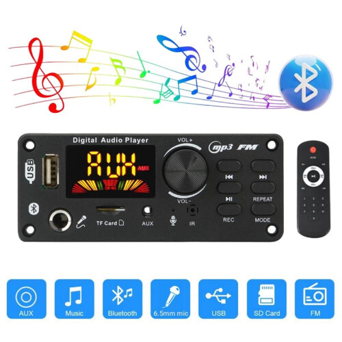 MP3 Decoder Board DIY MP3 WAV Decoder Board  12V Wireless Car MP3 Player TF Card Slot USB FM with 6.5mm Mic 1