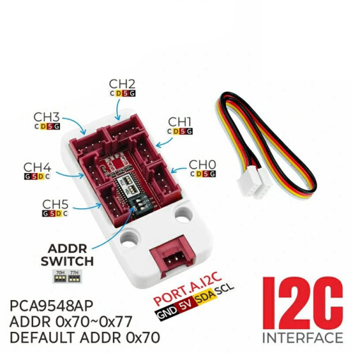 M5Stack PaHub V2.1 Unit I2C Multiplexer IoT Development Kit I2C Bus 1 in 6 Expansion -Board Dipswitch PCA9548AP 1
