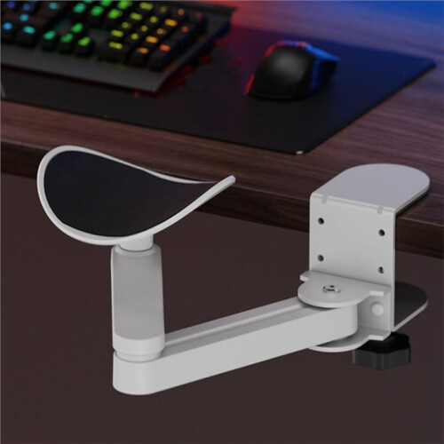 Aluminum Desk Arm Rest Support 3 Height Adjust Ergonomic Arm Rest Mouse Pad Armrest Bracket Console for Office White 1