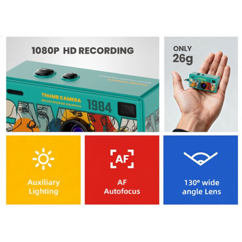 Câmera de Ação  de Chaveiro 1080P HD com Tela de 0,96 Polegadas, Suporte para Vídeo e Fotos B 1
