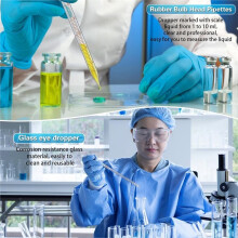 5PCS Glass Pipette Dropper 10ml Liquid Dropper with Stirring Rod and Cleaning Brush Rubber Light Bulb and Cleaning Brush