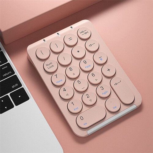 Wireless Number Pad  Numeric Keypad Round Keycaps Numpad 22 Keys Rechargeable Number Keyboard(White) 1