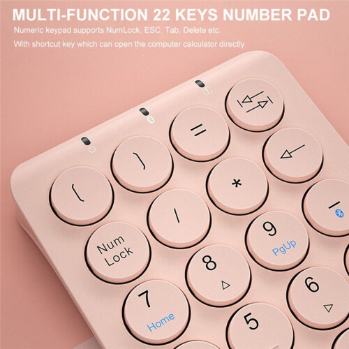 Wireless Number Pad  Numeric Keypad Round Keycaps Numpad 22 Keys Rechargeable Number Keyboard(White) 2