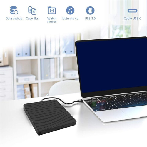 USB 3.0/Type-C Slim External DVD RW CD Writer Drive Burner Reader Player Optical Drives for Laptop PC 2