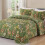 Queen Quilt Set 3-Piece Green Floral Microfiber 3