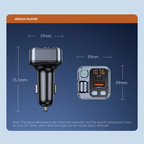 Auto-FM-Transmitter Modulator  Auto-MP3-Player AUX-AudioempfäNger USB Typ C PD30W AutoladegeräT Freisprecheinrichtung 2