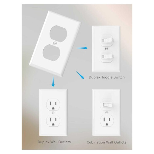 10-Pack Unbreakable 1-Gang Standard Size Duplex Receptacle Wall Plates Polycarbonate Thermoplastic Covers 2