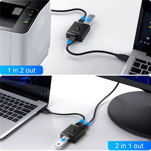USB  KVM USB HUB 3.0 Switcher Selector KVM  for PC Keyboard Mouse Printer 1 PC Sharing 2 Devices USB 2