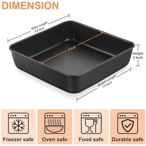 8 inch square non-stick baking pan stainless steel core 2