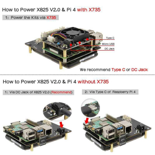 Placa de ExpansãO de Armazenamento X825 V2.0 para Raspberry Pi 4B X825 Nas 2,5 Polegadas  Disco RíGido Ssd Placa de ExpansãO 1