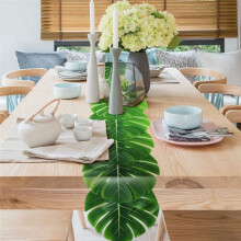2 Caminos de Mesa con Hojas de Palmera Artificiales, 86,6 Pulgadas/220 cm de Largo, Camino de Mesa con Hojas de Palmera Tropicales, Mantel de Hojas