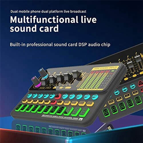 Scheda Effetti Sonori K500, Scheda Audio Live per Computer Cellulare, Scheda Audio per Cambio Voce Microfono per Telefono/Computer 2