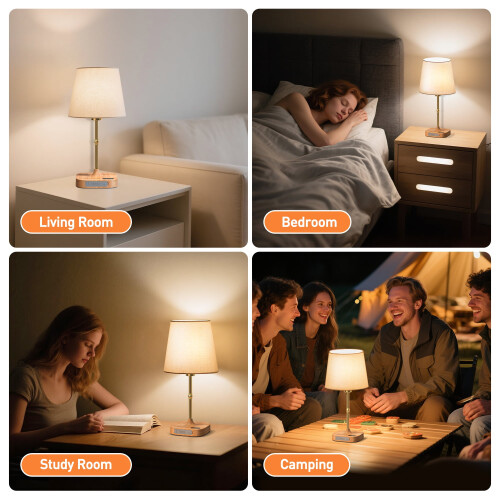 Cordless Touch Table Lamp with Fabric Shade, 3 Colour 1