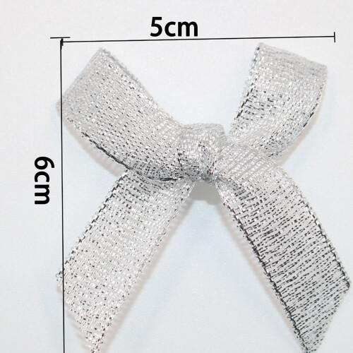 HOOWIFFY Silver Handmade Bows Premium Polyester for Decorative Use 100Pcs 1