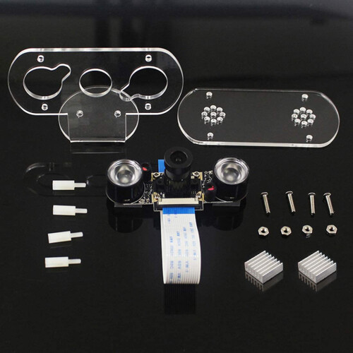 Module de CaméRa 5MP pour Raspberry Pi 4B / 3B + / 3B / 2B CaméRa de Vision Nocturne Infrarouge 1080P avec éTui de Support 2