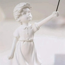 Little Girl with Balloon Figurine Statue Sculpture Living Study Room Bedroom Decor Home Table Decoration White