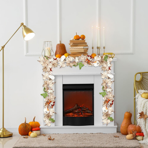 2-Pack 12ft Autumn Maple Leaf Pumpkin Garland 2