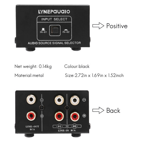 2 in 1 Out or 1 in 2 Out Audio Source Signal Selector, Switcher, Speaker, Audio Source, Switcher, RCA Interface, Lossess 2