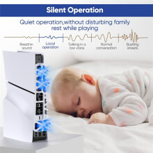 Cooling Fan for PS5 Slim Console, Quiet Cooling System with Memory Function and LED Light, Cooler Accessories -White