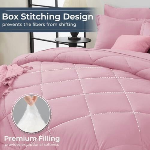 Pink Twin-XL Comforter Set Ultra Soft 5-Piece 1