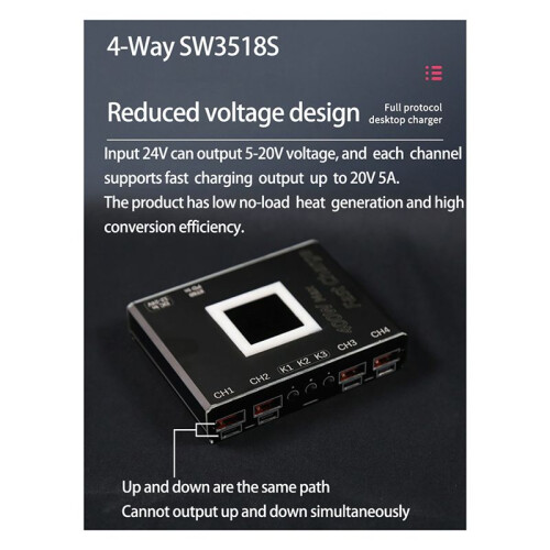 4 Way Full Protocol Desktop Charger Multi-Function Fast Charging Module PD SW3518 Buck Module 400W Charger QC3.0 1