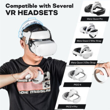 For Meta Quest 3/2/Pro/Pico4 VR Headset Silicone Comfort Strap with Adjustable VR Decompression Straps - White