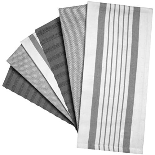 Toalhas de Cozinha de Algodão com Listras Cinzas 50x70cm (Pacote com 6) 2