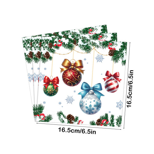 Serviettes de table de Noël, 20 pièces, papier multicolore, 16,5 x 16,5 cm 2