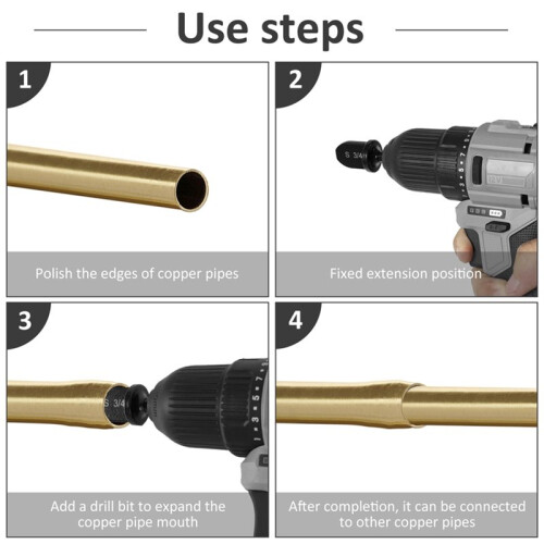 Copper Pipe Cutter Expander Drill Bit Tools and Deburring Kit Air Conditioner Tube Expander Swaging Tool 2